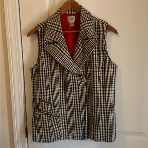 Zipper double breasted plaid vest